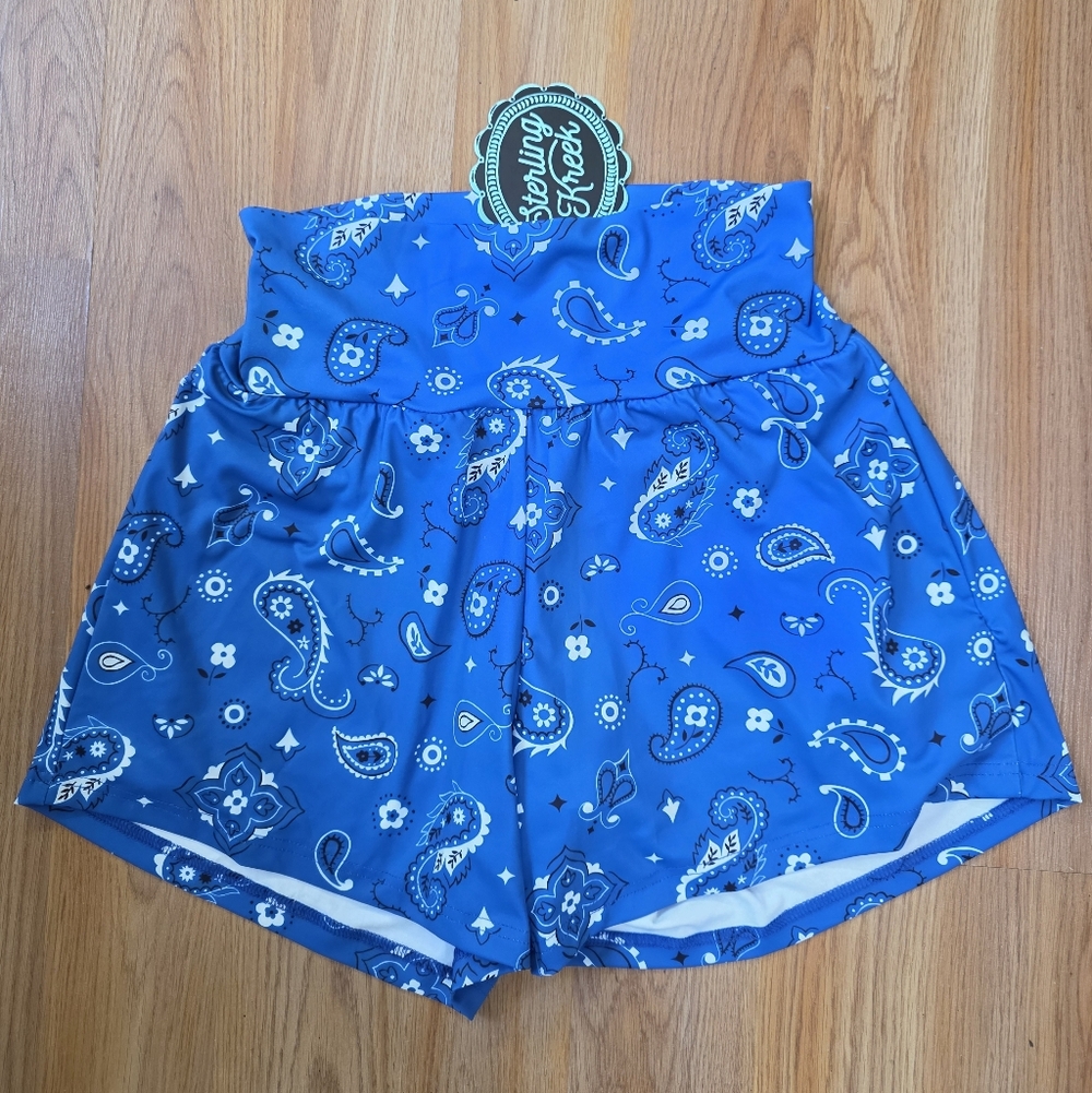 Bandana Babe Blue Paisley Women's Shorts - Sterling Kreek - Medium